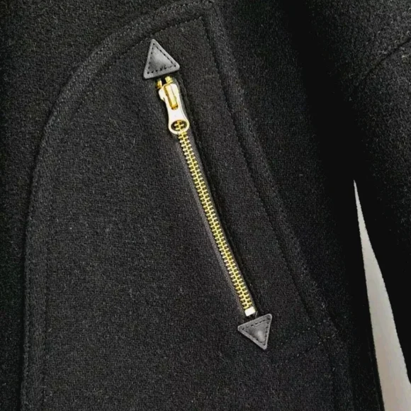 J Crew Chateau Black Wool Stadium Cloth Parka Fur Hood Coat‎ - Picture 8 of 16